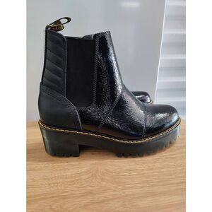 Dr Martens Rozalie Black Patent Chunky Heel Chelsea Ankle Boots Women's Size 11